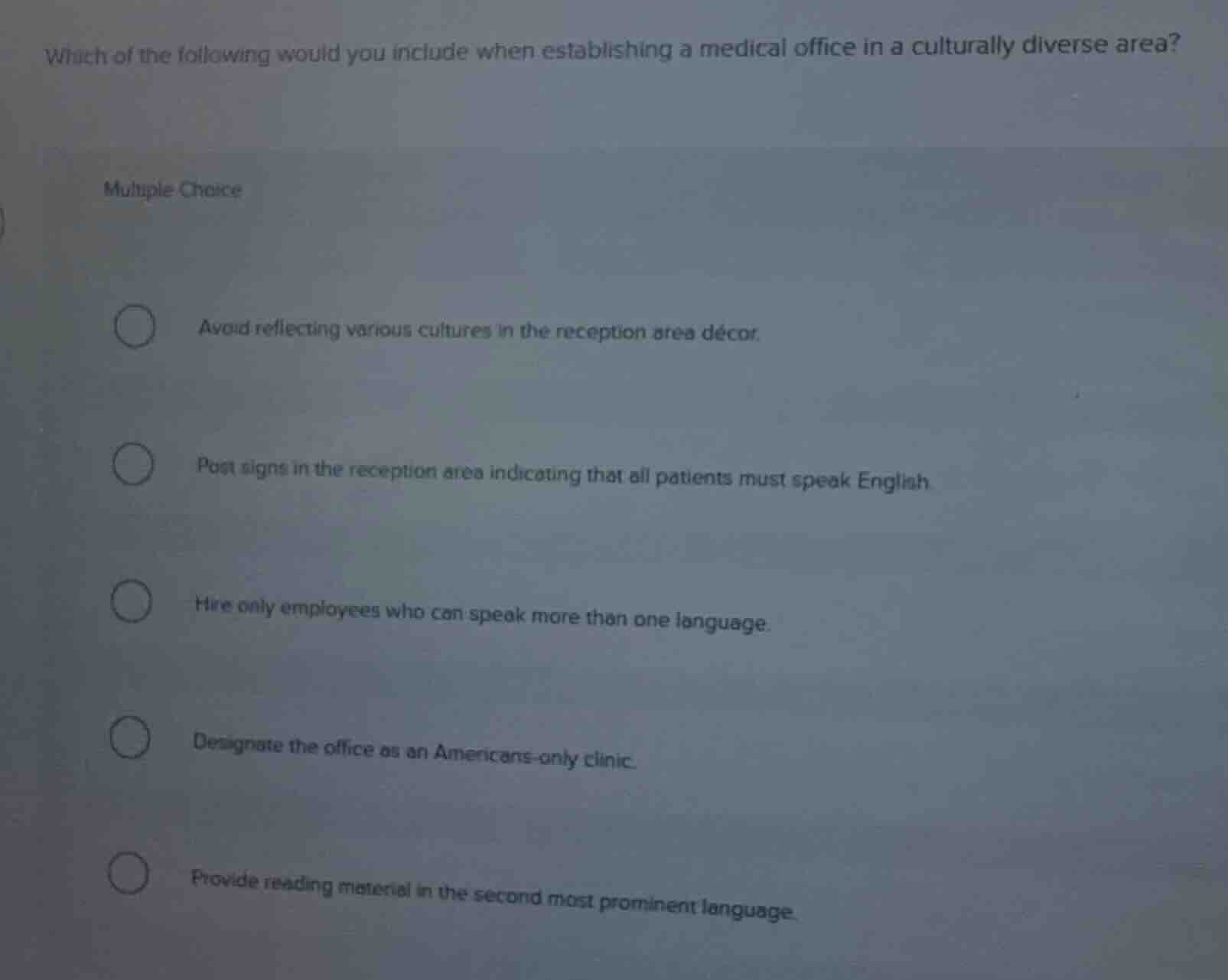which of the following would you include when establishing a medical of…