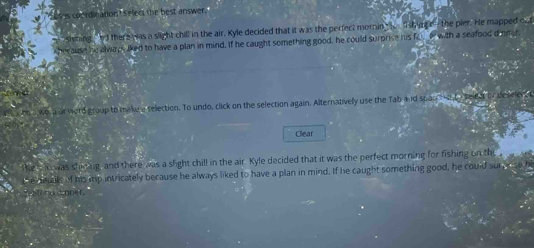 which sentence uses coordination? select the best answer. the sun was s…