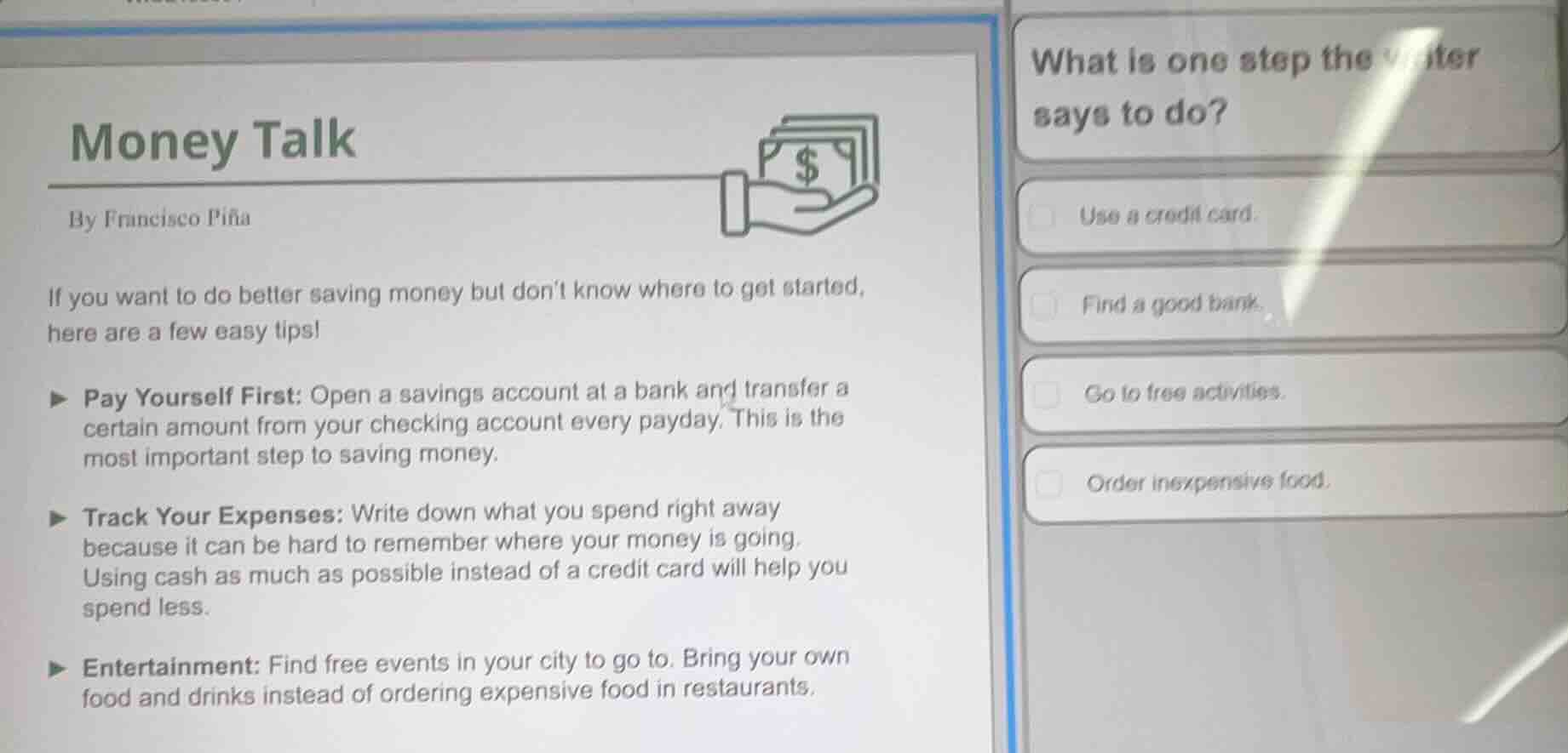 money talk by francisco piña if you want to do better saving money but …