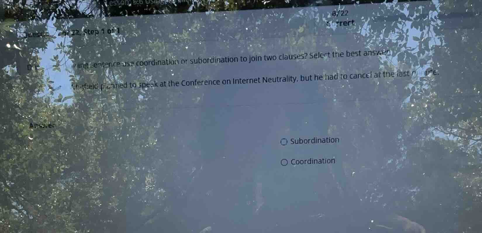 does the following sentence use coordination or subordination to join t…
