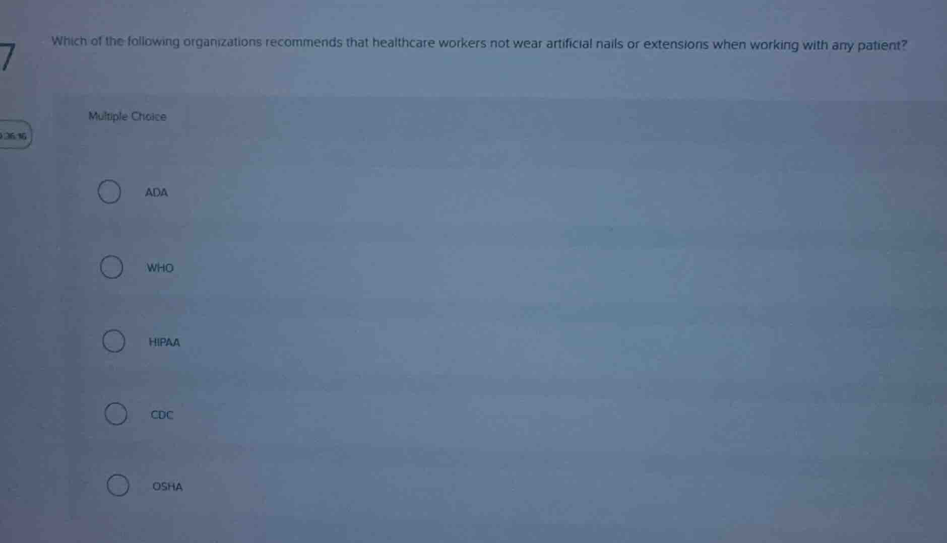 which of the following organizations recommends that healthcare workers…