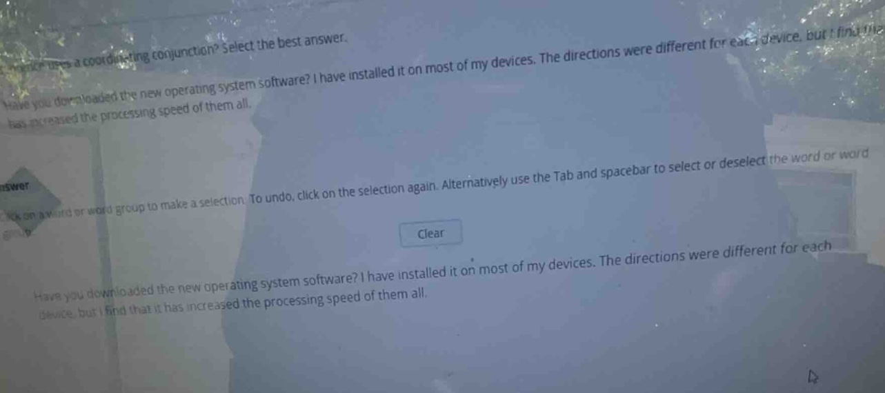 which sentence uses a coordinating conjunction? select the best answer.…