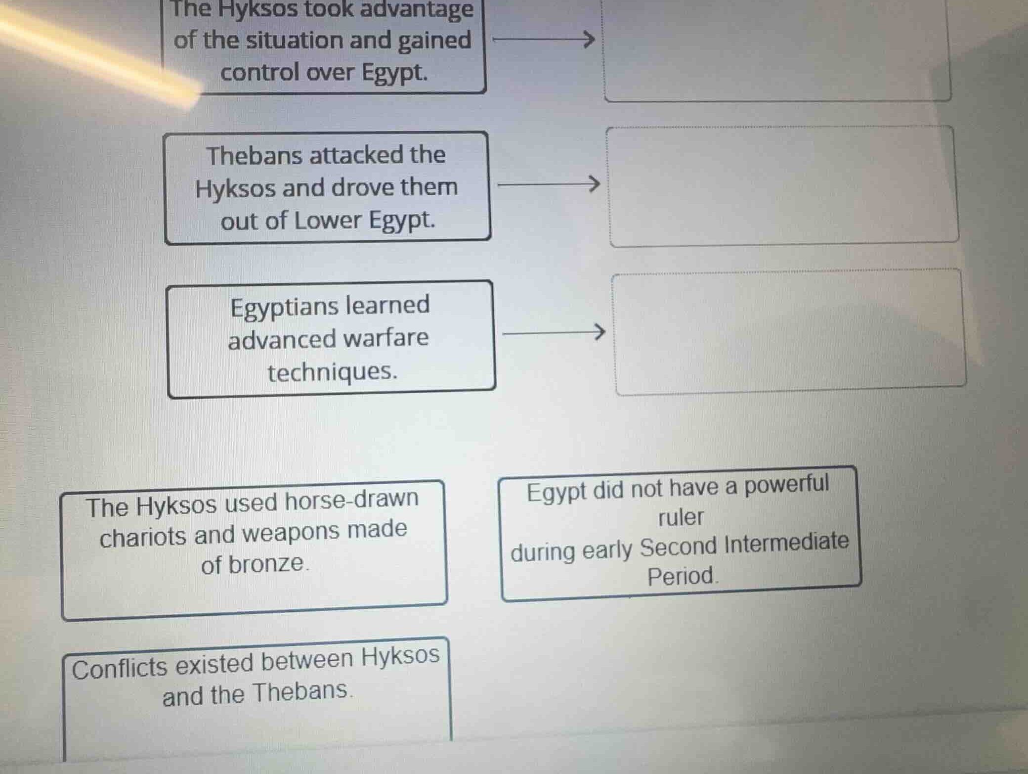 the hyksos took advantage of the situation and gained control over egyp…