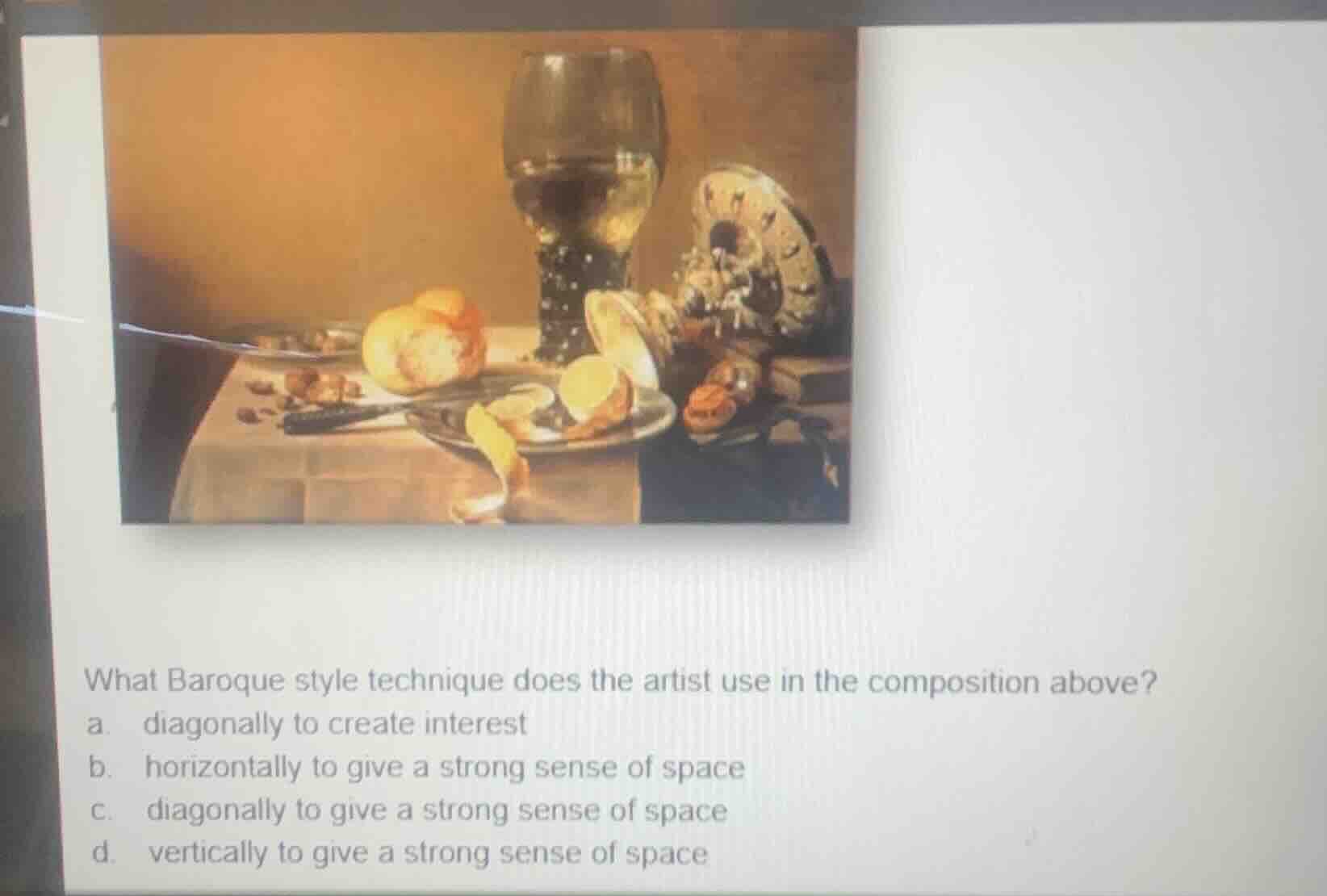 what baroque style technique does the artist use in the composition abo…