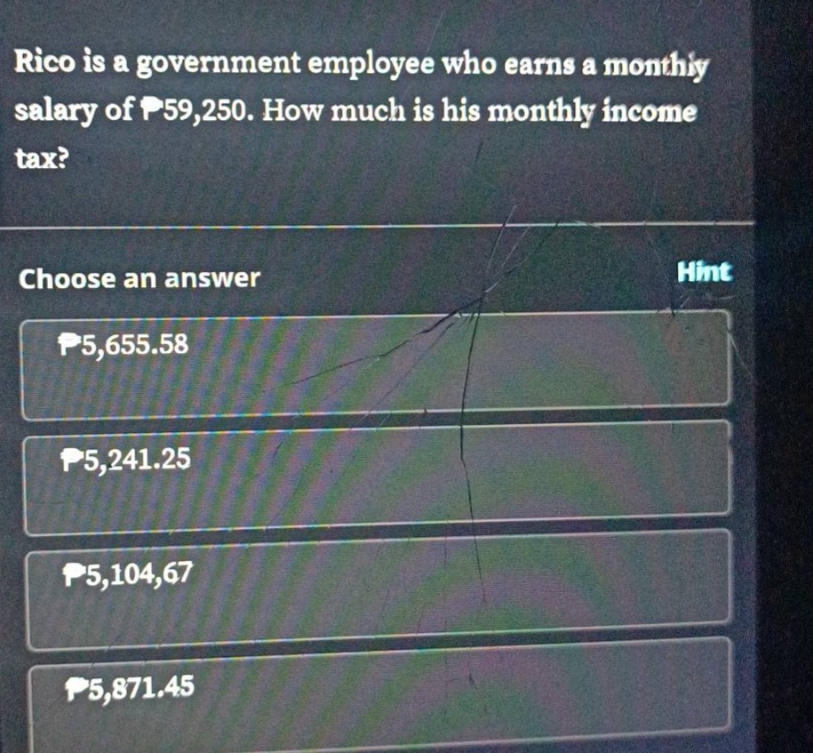 rico is a government employee who earns a monthly salary of \\( \\text{…