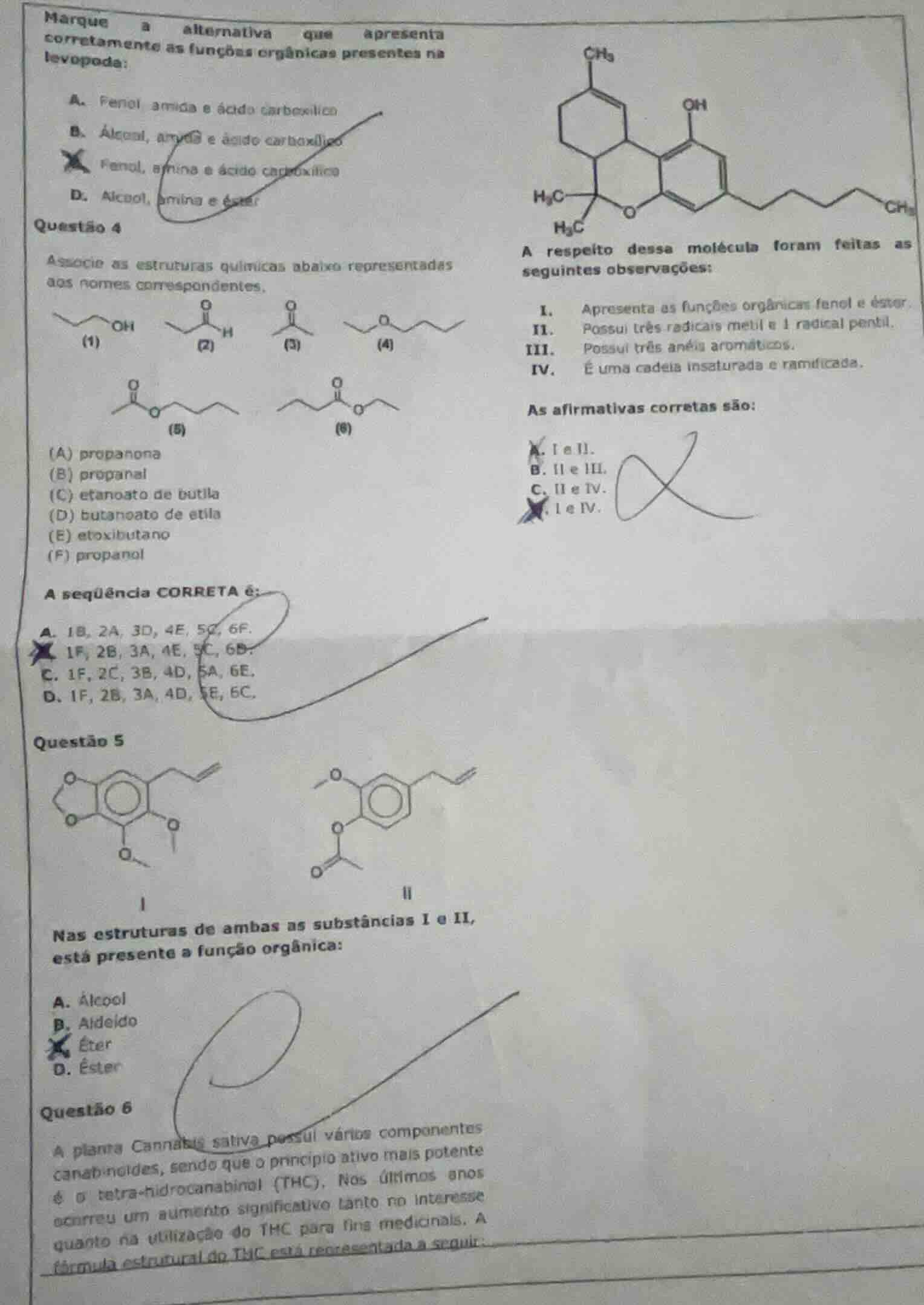 questão 4 associe as estruturas químicas abaixo representadas aos nomes…