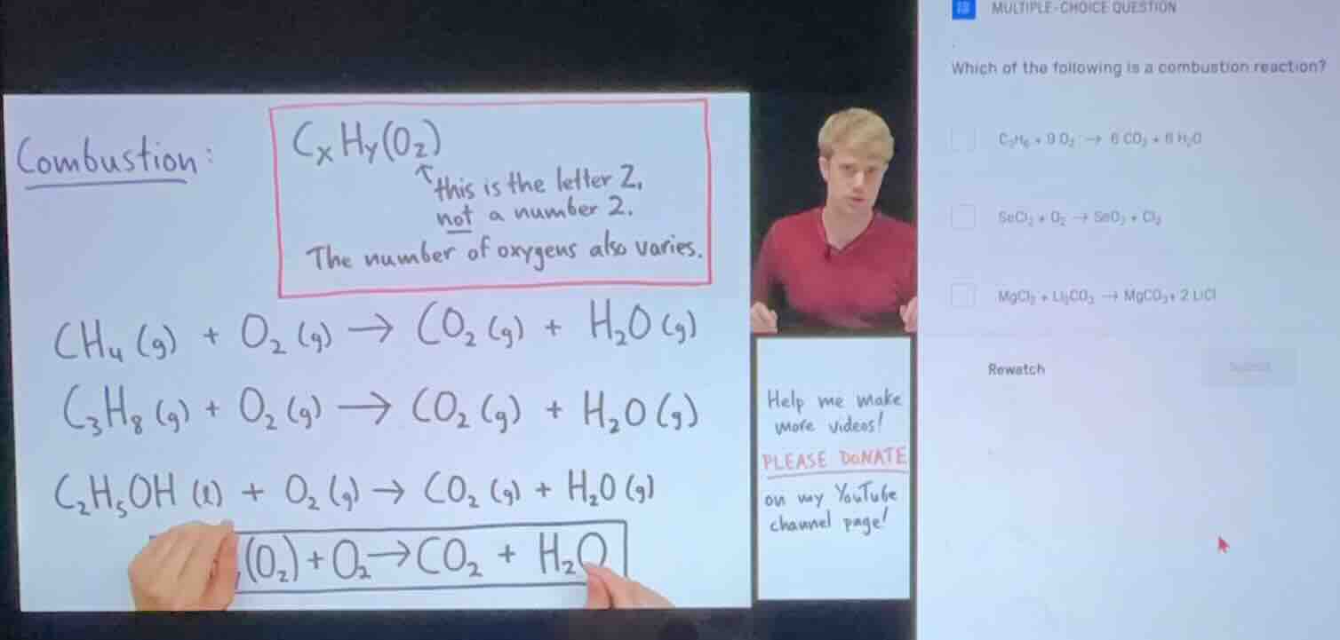 multiple-choice question which of the following is a combustion reactio…