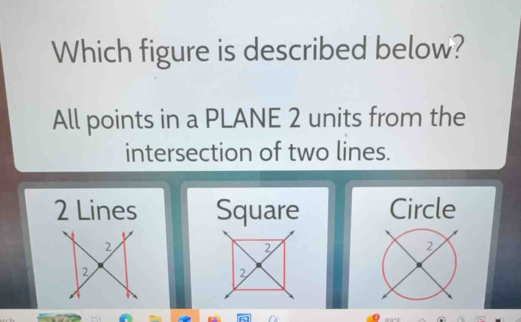 which figure is described below? all points in a plane 2 units from the…