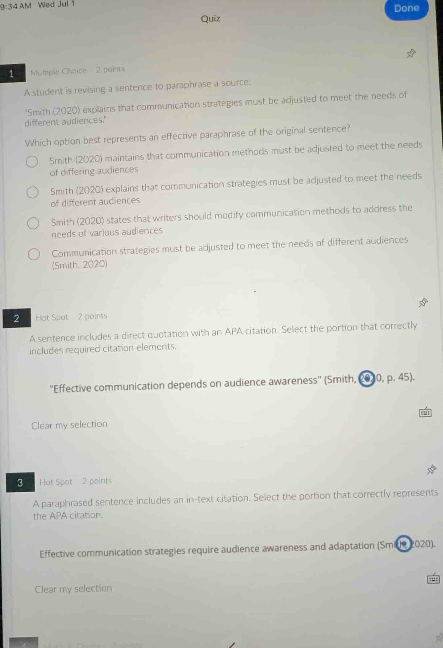 1 multiple choice 2 points a student is revising a sentence to paraphra…