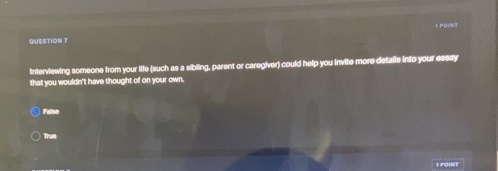 question 7 interviewing someone from your life (such as a sibling, pare…