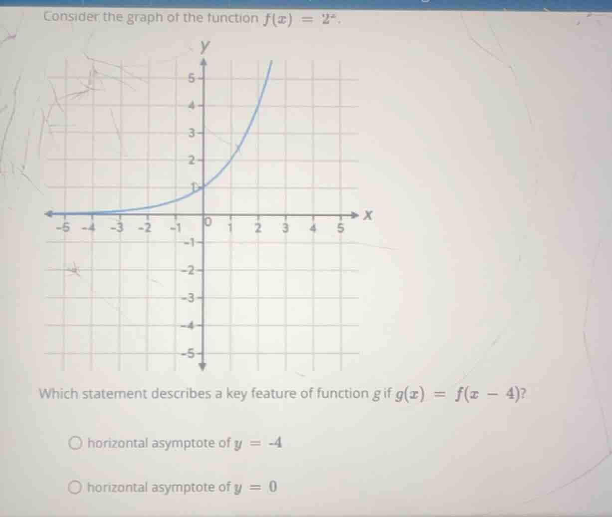 consider the graph of the function (f(x) = 2^x). which statement descri…