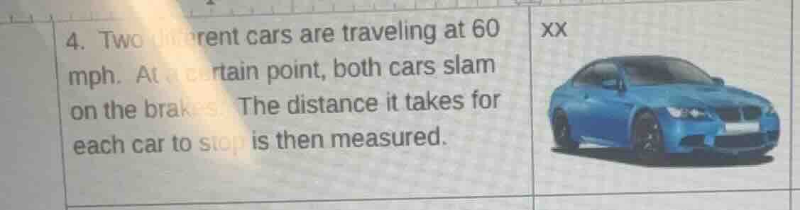 4. two different cars are traveling at 60 mph. at a certain point, both…
