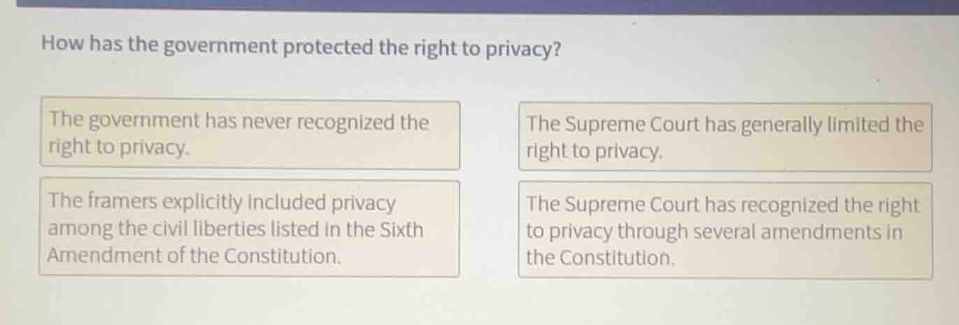how has the government protected the right to privacy? the government h…