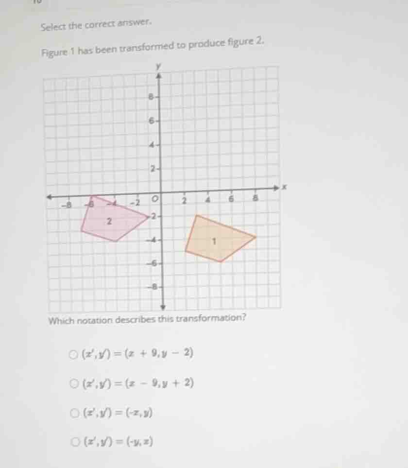 select the correct answer. figure 1 has been transformed to produce fig…