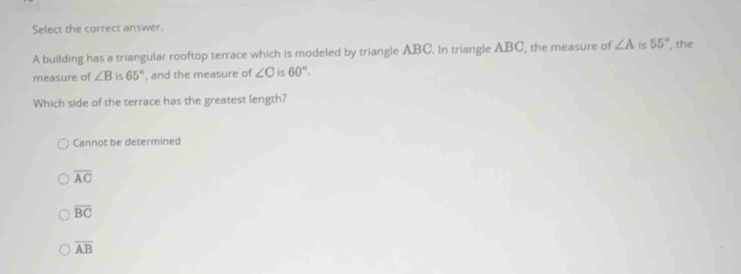 select the correct answer. a building has a triangular rooftop terrace …