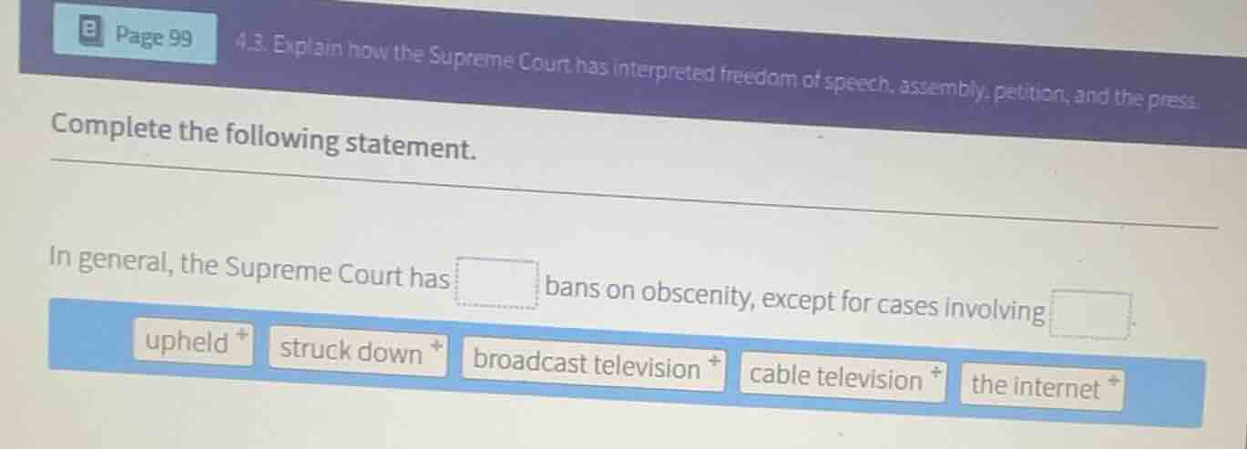 page 99 4.3. explain how the supreme court has interpreted freedom of s…