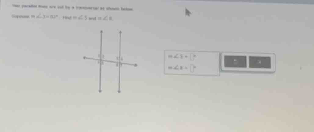 two parallel lines are cut by a transversal as shown below. suppose (m …