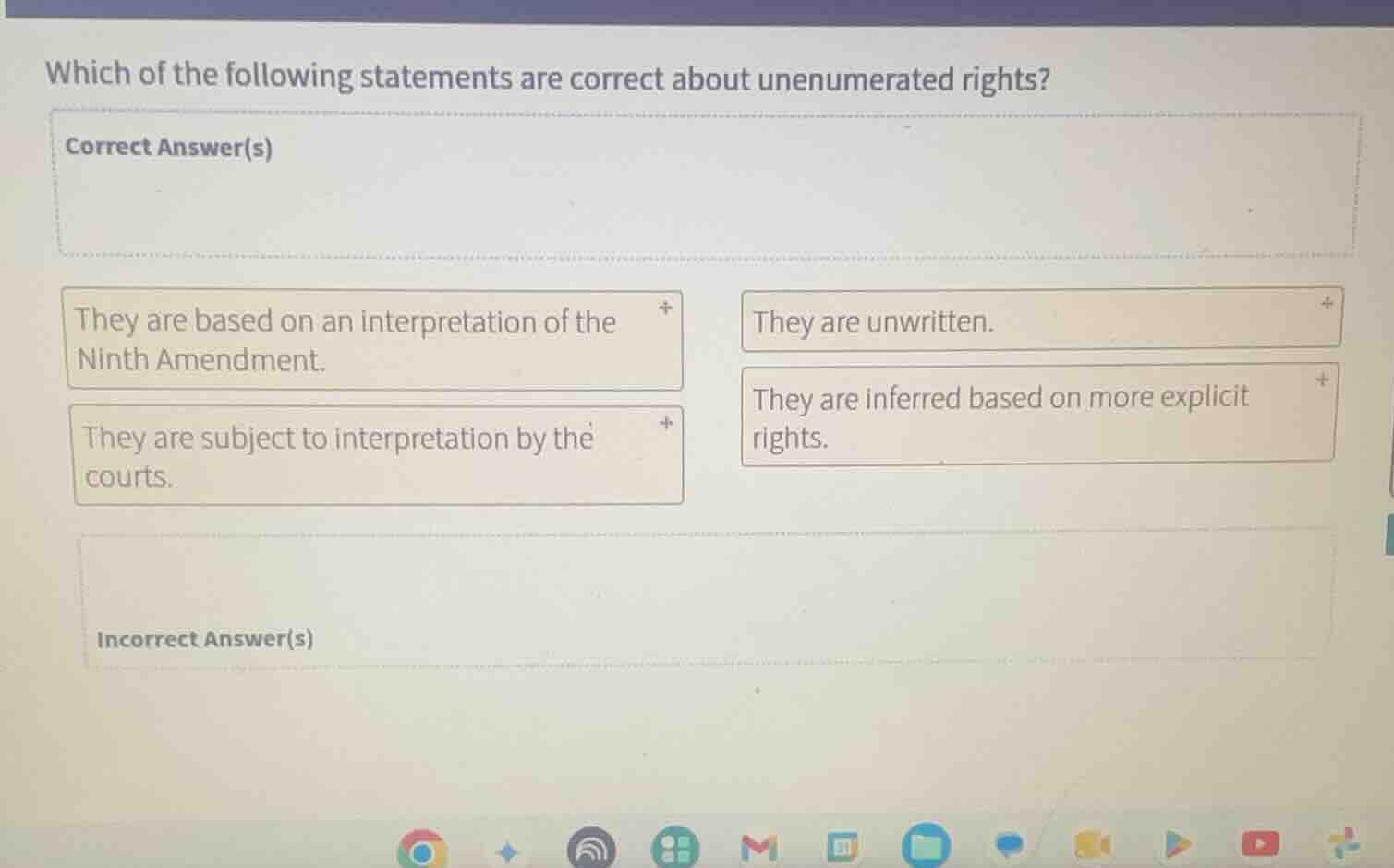 which of the following statements are correct about unenumerated rights…