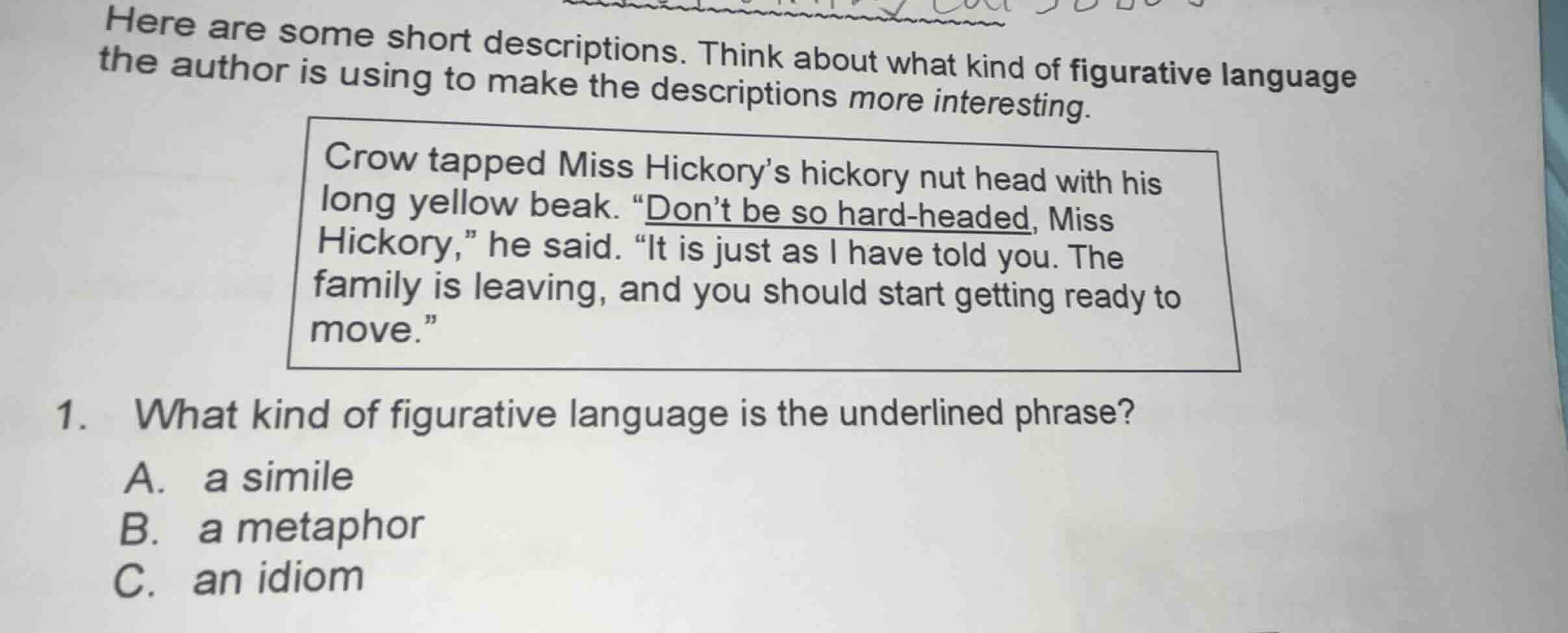 here are some short descriptions. think about what kind of figurative l…