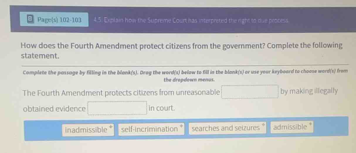 page(s) 102-103 4.5. explain how the supreme court has interpreted the …