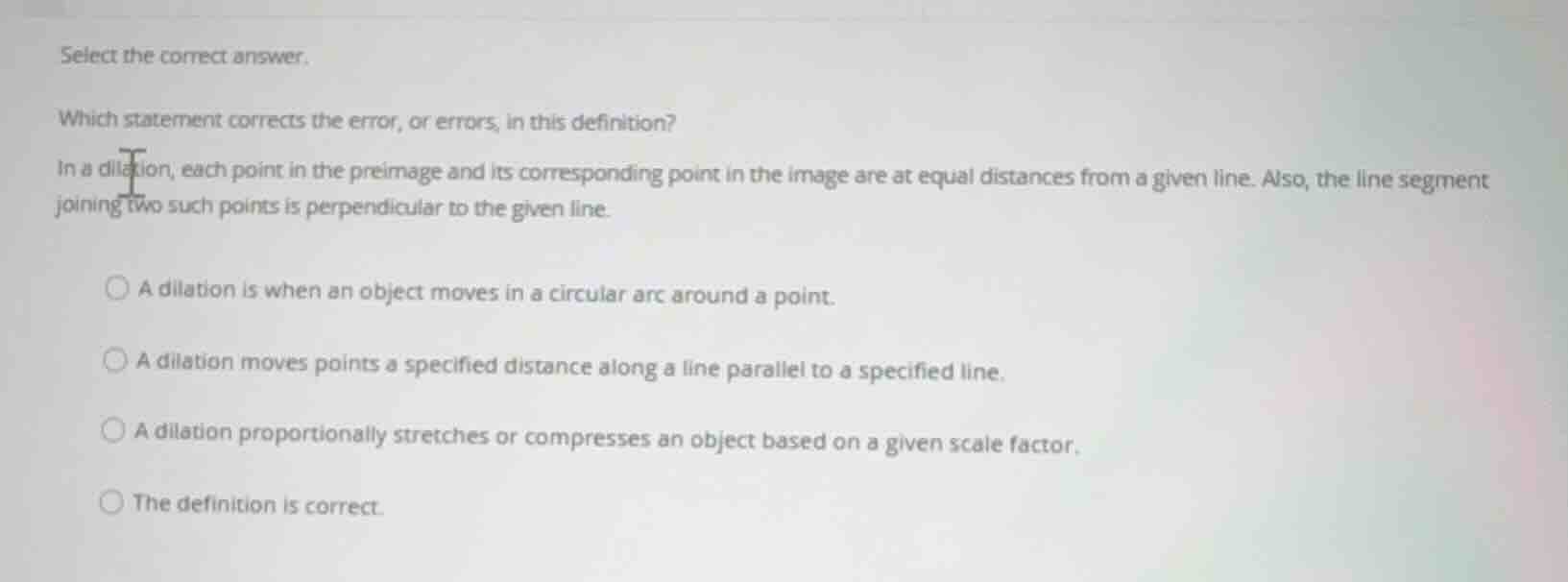 select the correct answer. which statement corrects the error, or error…