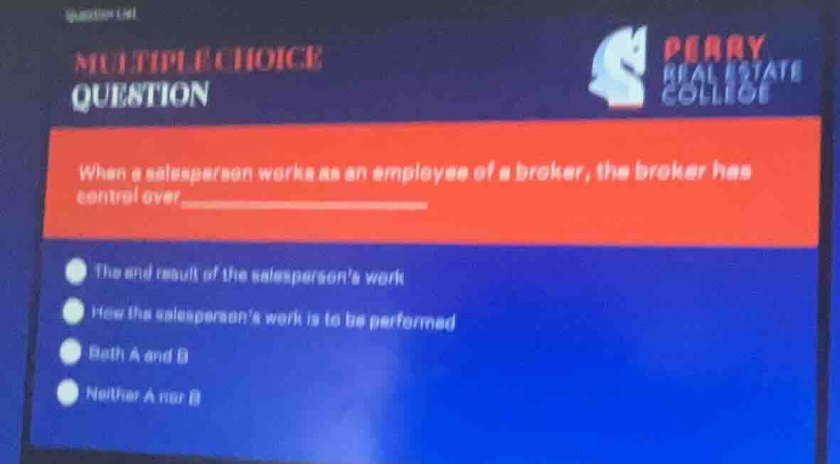 multiple choice question when a salesperson works as an employee of a b…