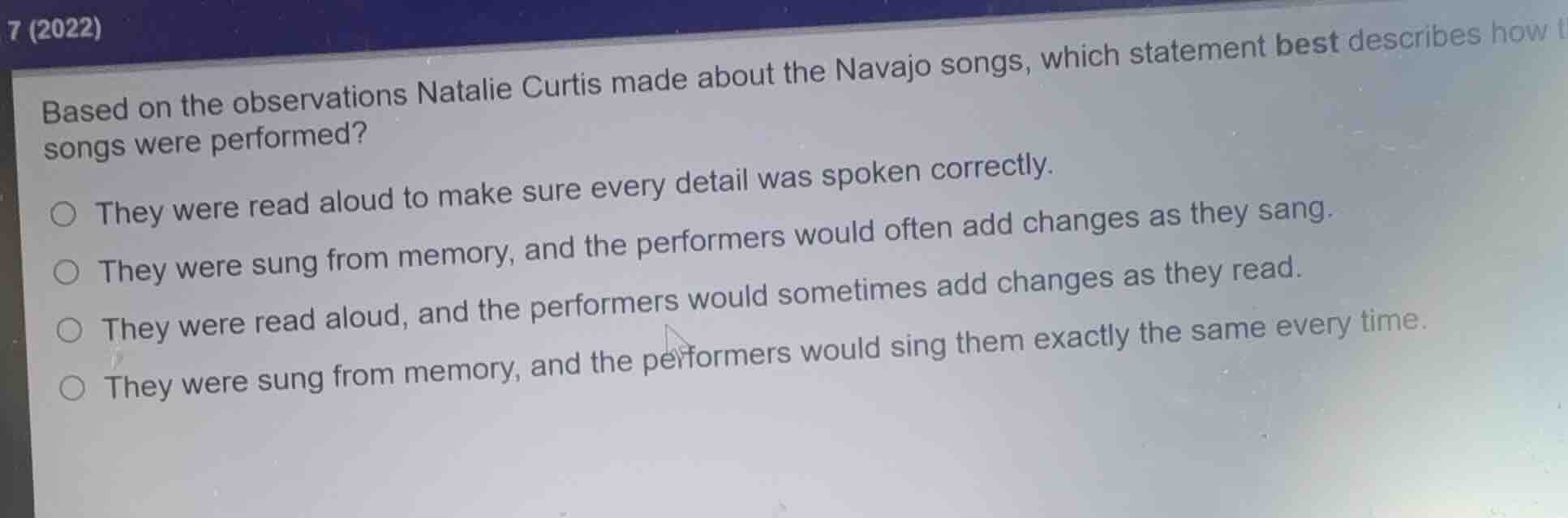 based on the observations natalie curtis made about the navajo songs, w…