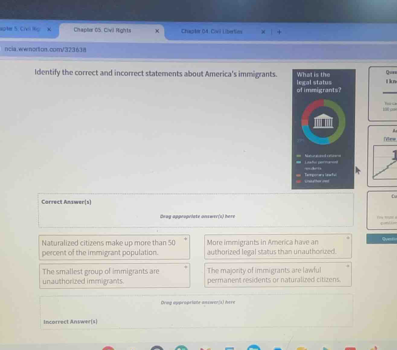 identify the correct and incorrect statements about americas immigrants…
