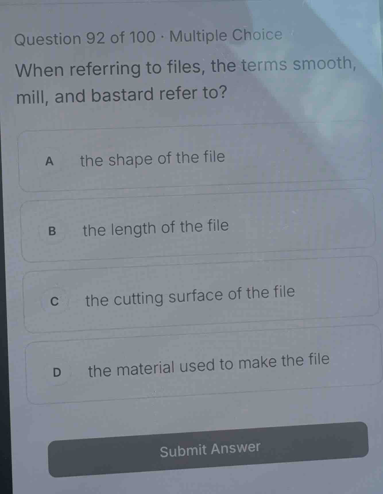 question 92 of 100 · multiple choice when referring to files, the terms…