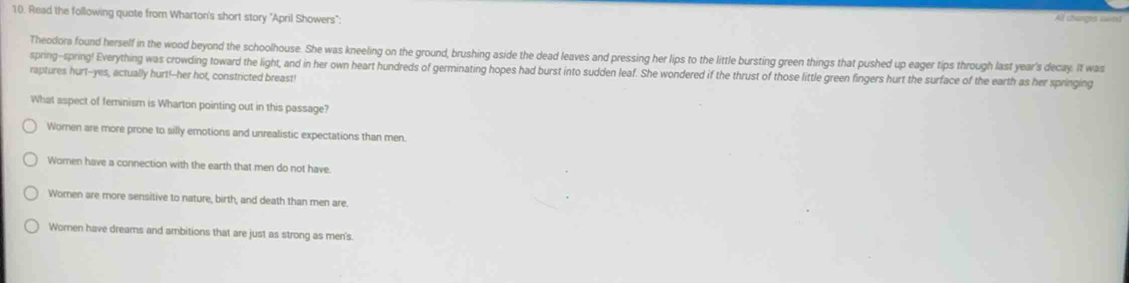 10. read the following quote from whartons short story \april showers\:…