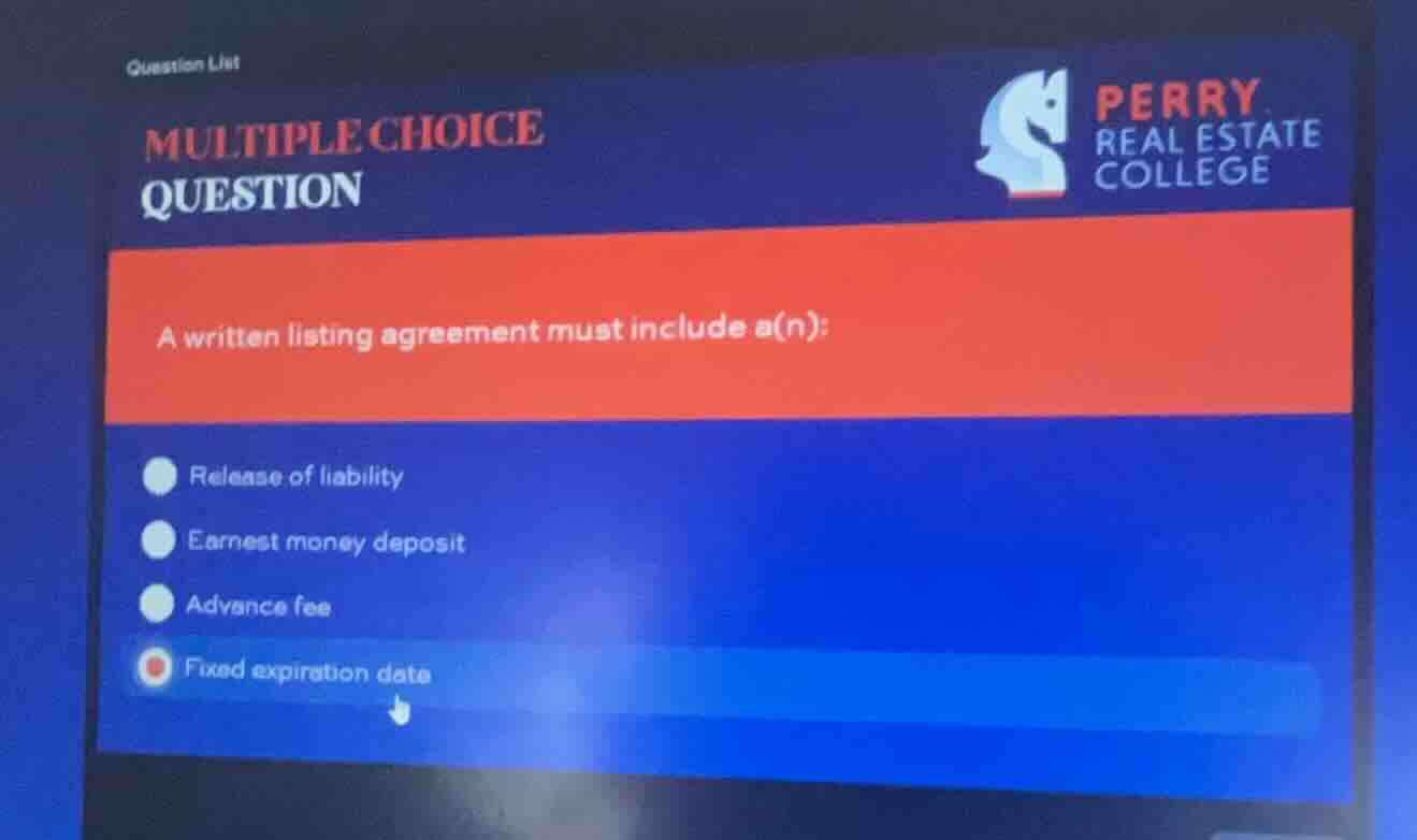 a written listing agreement must include a(n): release of liability ear…