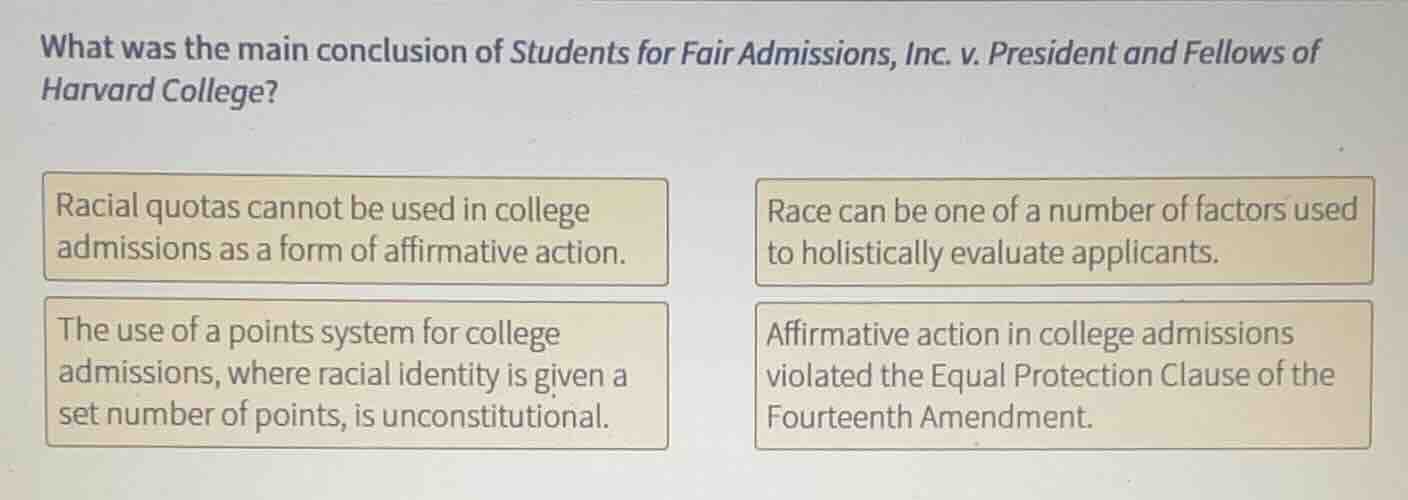 what was the main conclusion of students for fair admissions, inc. v. p…