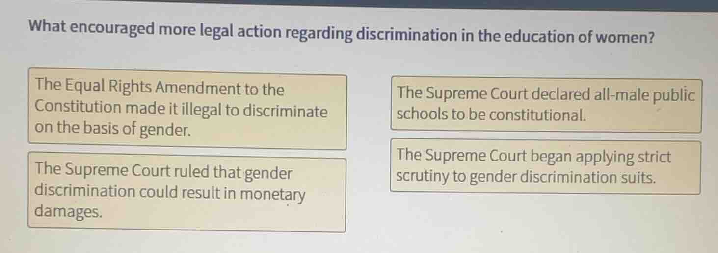 what encouraged more legal action regarding discrimination in the educa…