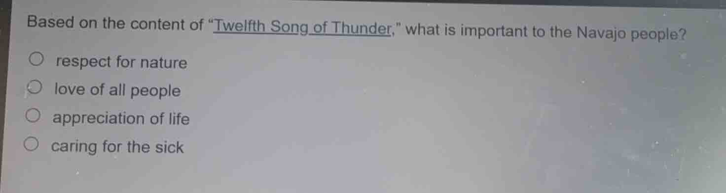 based on the content of \twelfth song of thunder,\ what is important to…