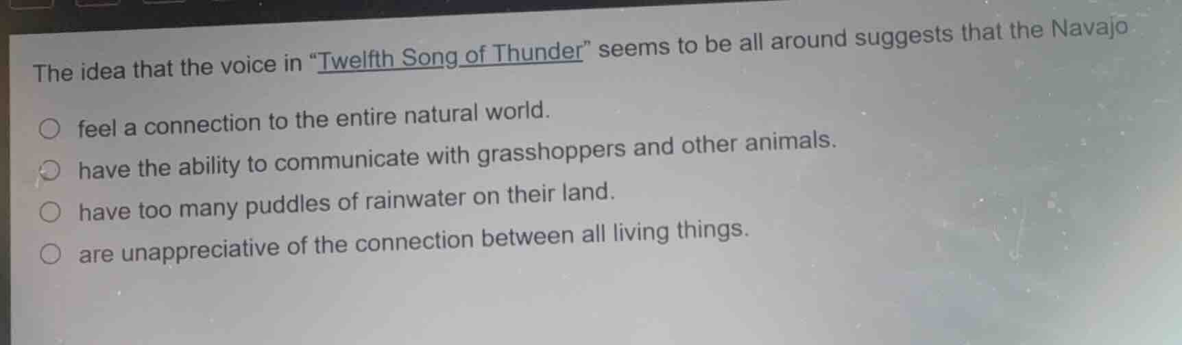the idea that the voice in \twelfth song of thunder\ seems to be all ar…