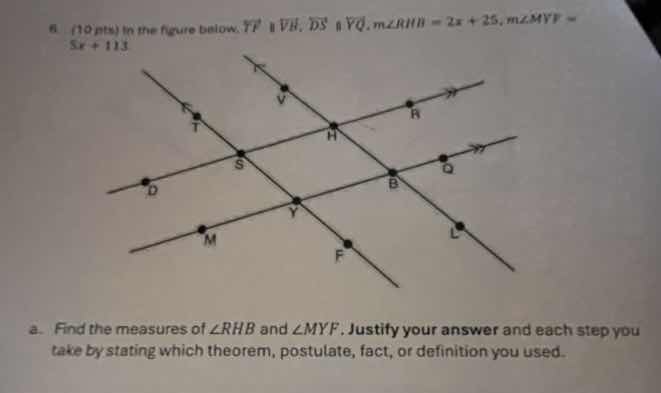 6. (10 pts) in the figure below, \\(\\overleftrightarrow{tf} \\parallel…