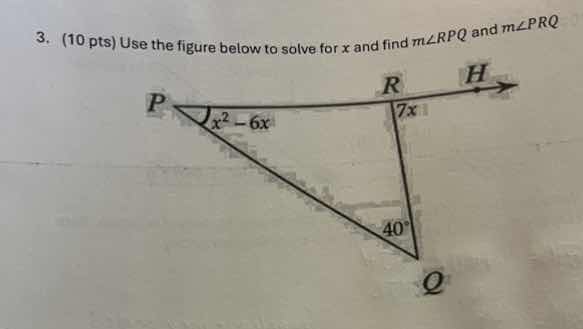 3. (10 pts) use the figure below to solve for \\(x\\) and find \\(m\\an…