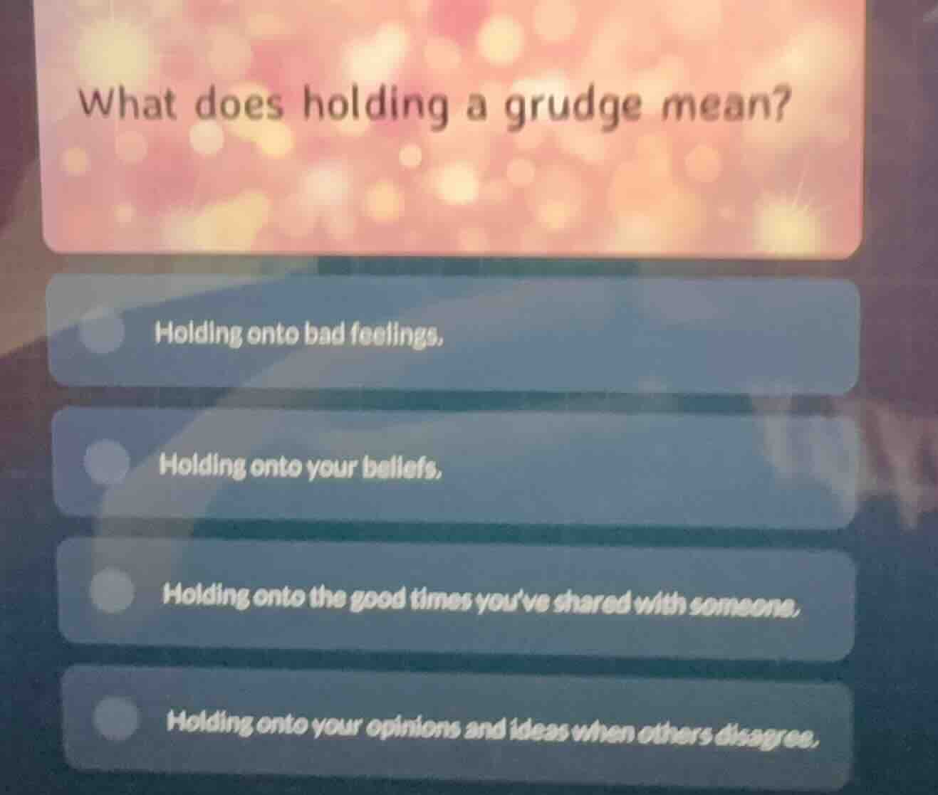 what does holding a grudge mean? holding onto bad feelings. holding ont…