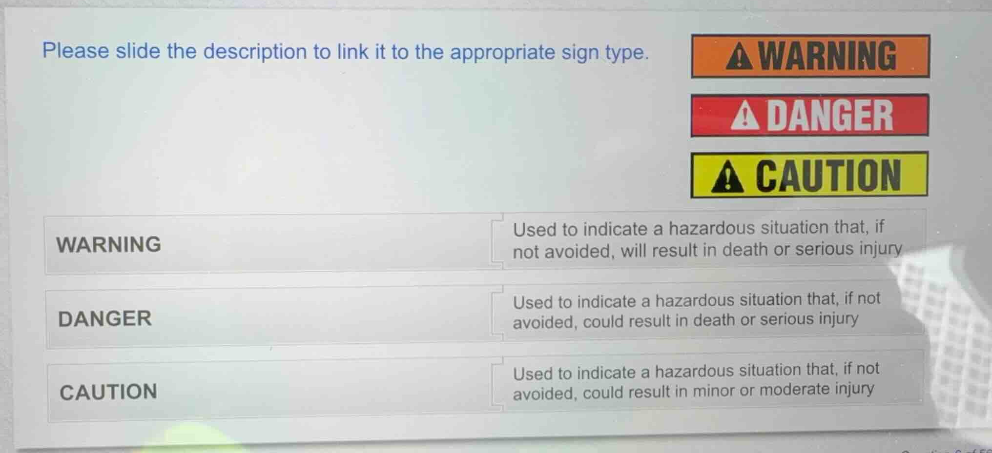 please slide the description to link it to the appropriate sign type. w…