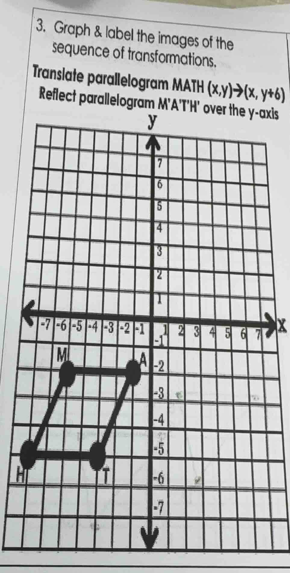 3. graph & label the images of the sequence of transformations. transla…