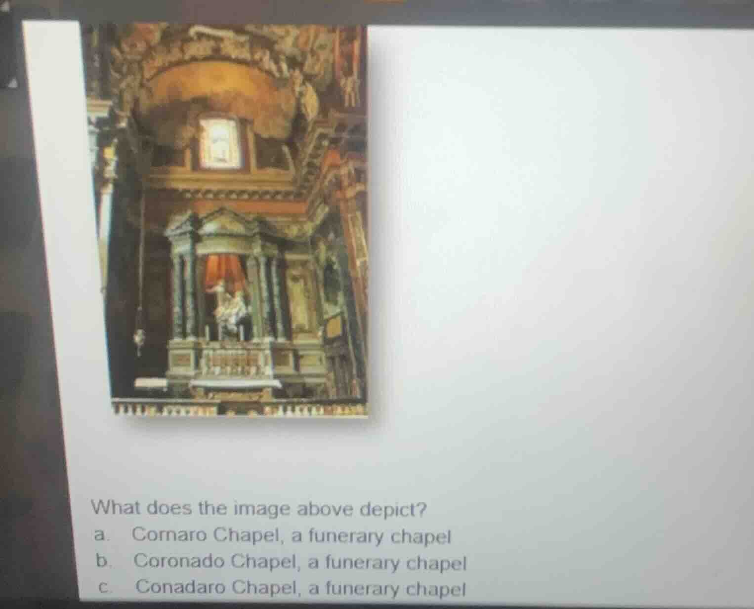what does the image above depict? a. cornaro chapel, a funerary chapel …