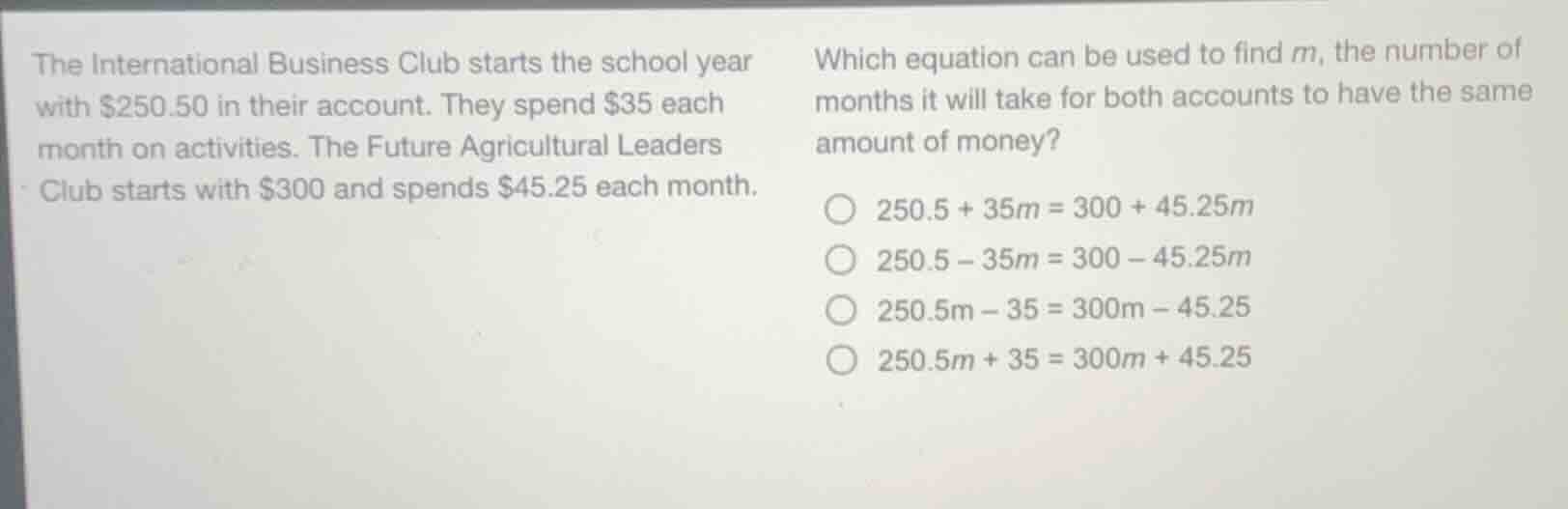 the international business club starts the school year with \\$250.50 i…