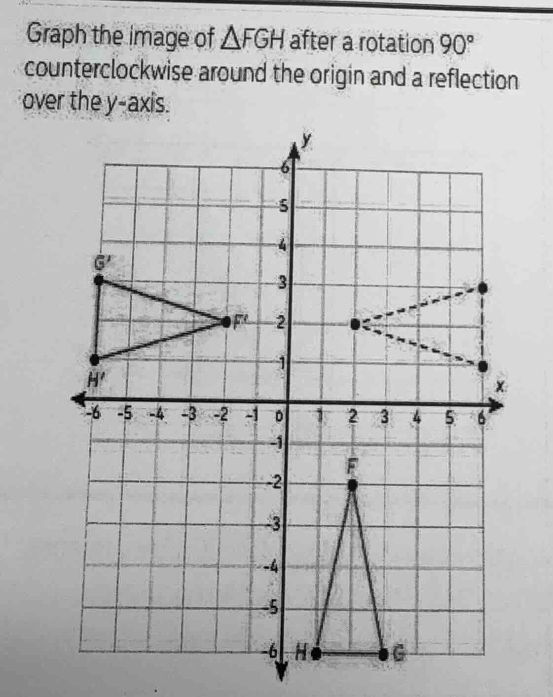 graph the image of \\(\\delta fgh\\) after a rotation \\(90^\\circ\\) c…