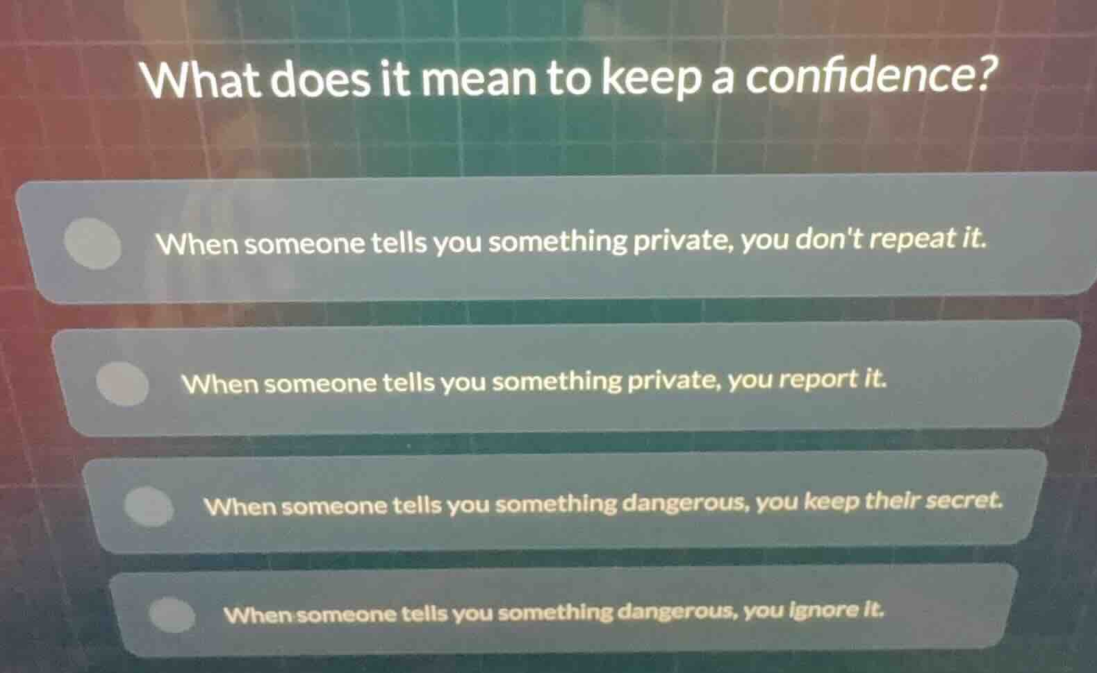 what does it mean to keep a confidence? when someone tells you somethin…