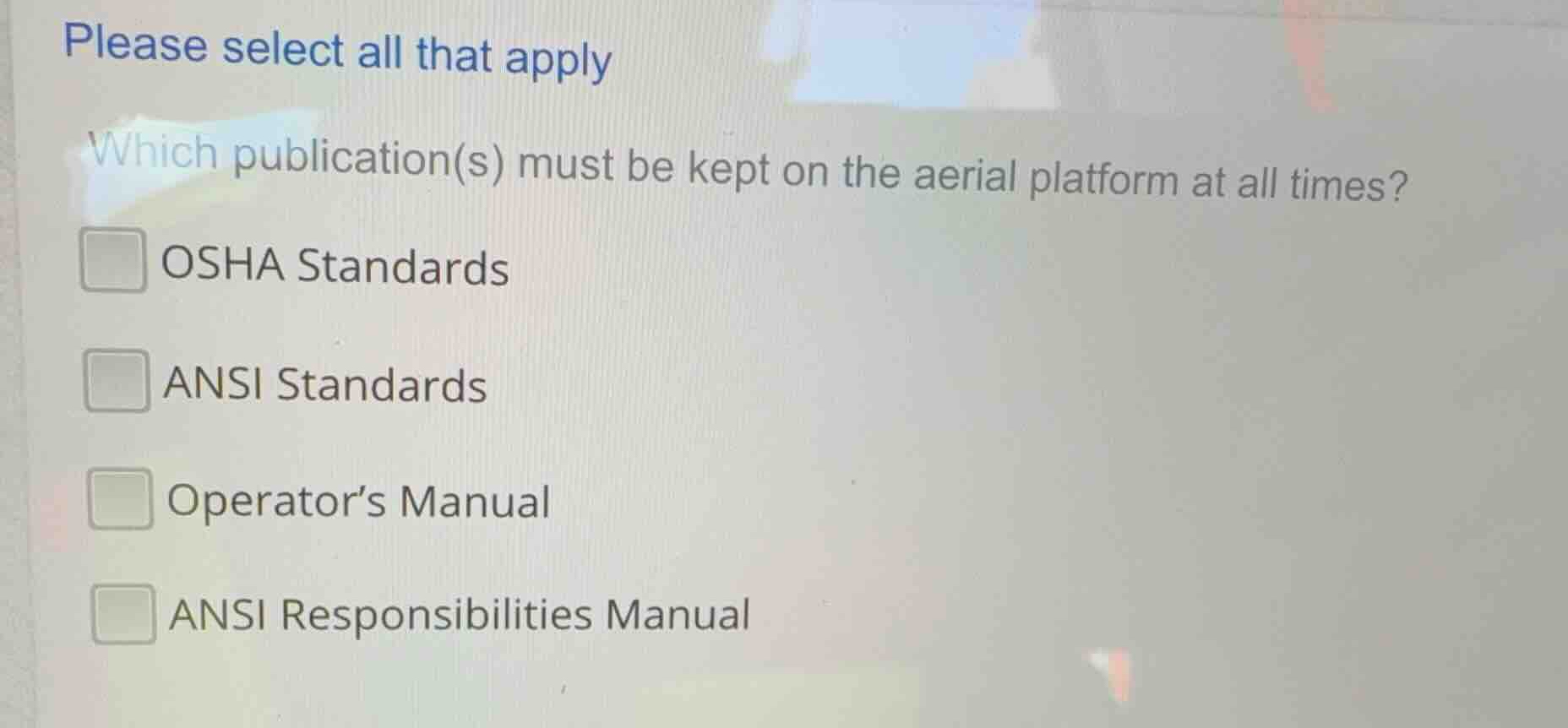please select all that apply which publication(s) must be kept on the a…