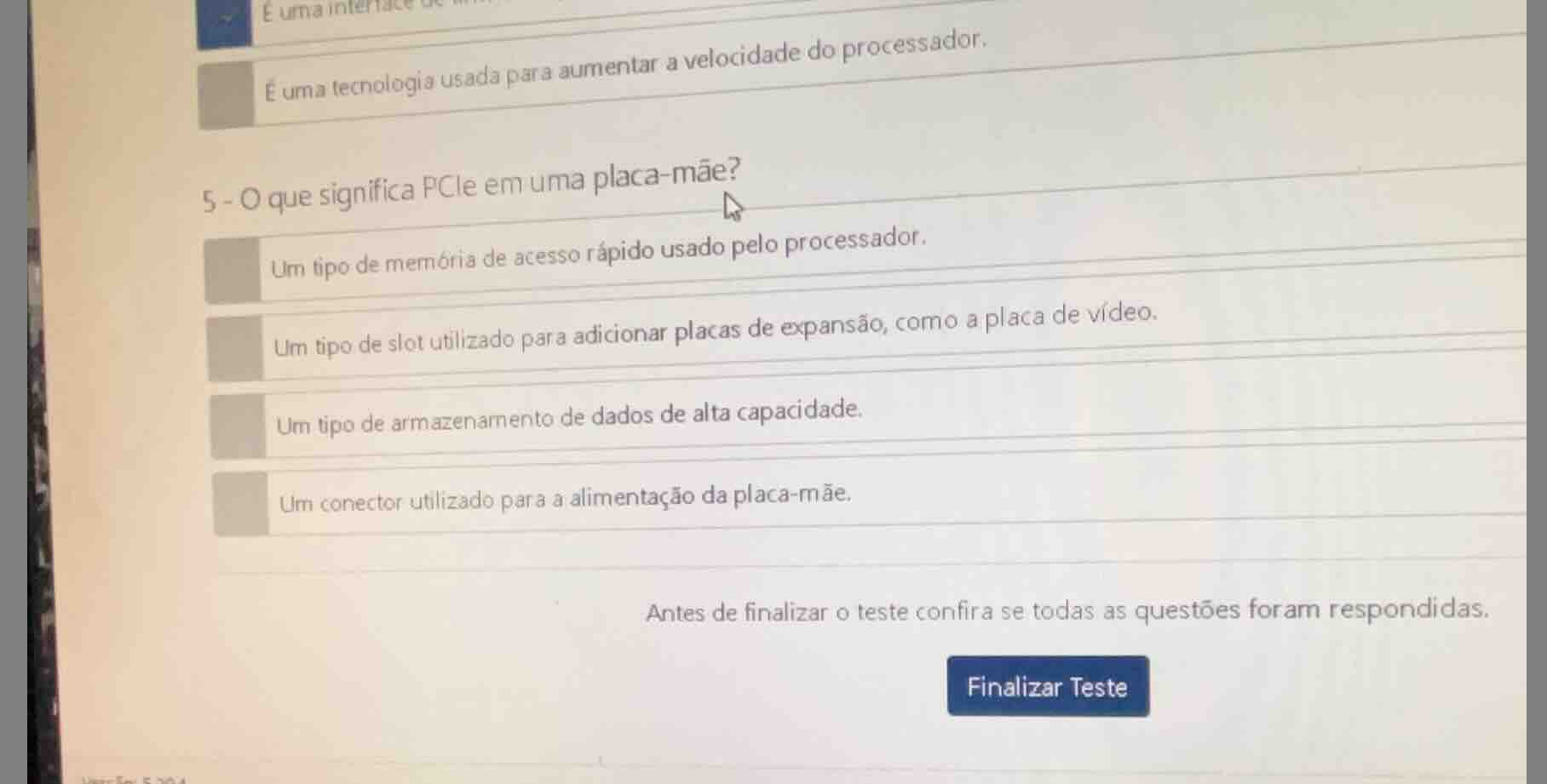 5 - o que significa pcie em uma placa-mãe? um tipo de memória de acesso…