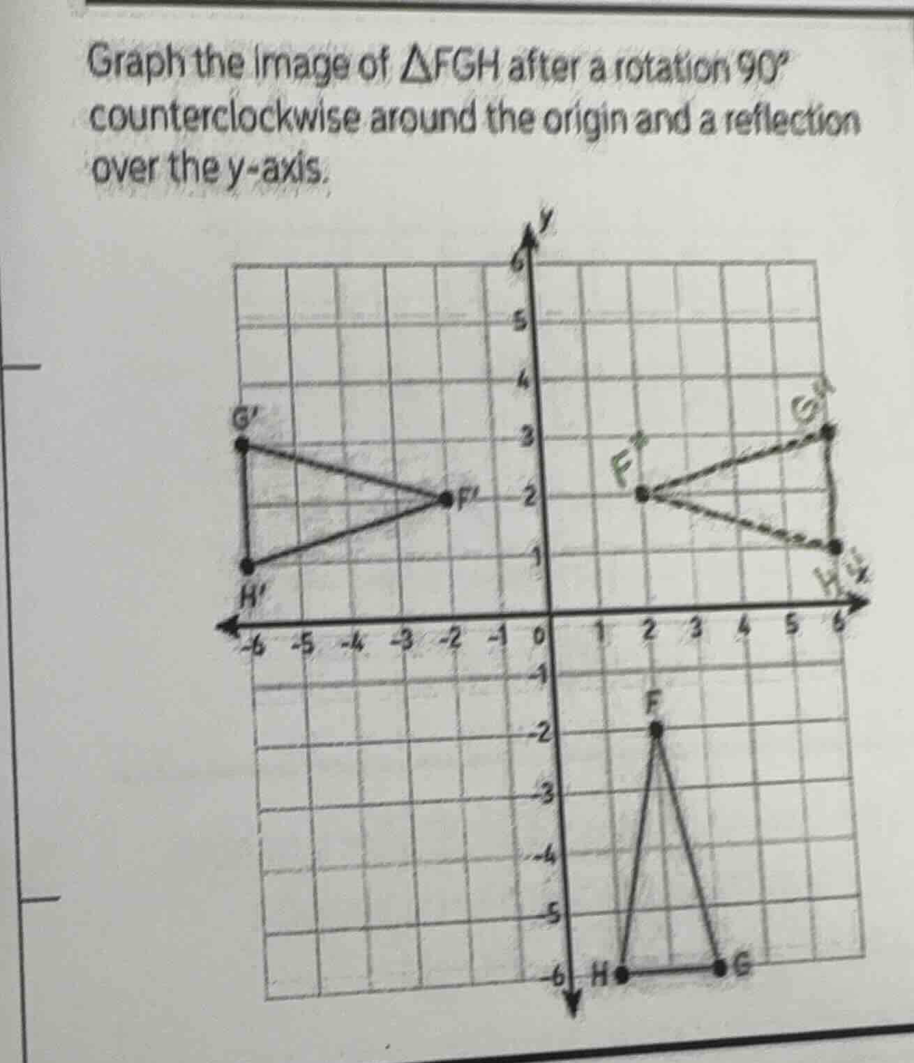 graph the image of \\(\\delta fgh\\) after a rotation \\(90^\\circ\\) c…