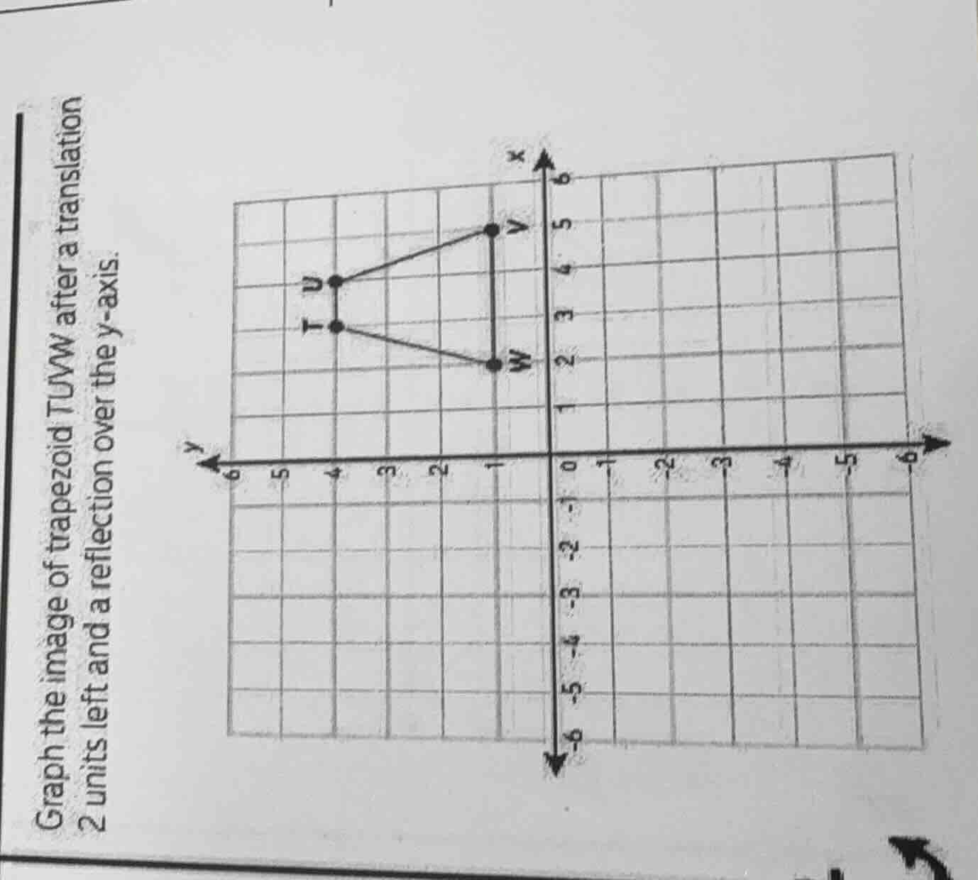 graph the image of trapezoid tuvw after a translation 2 units left and …