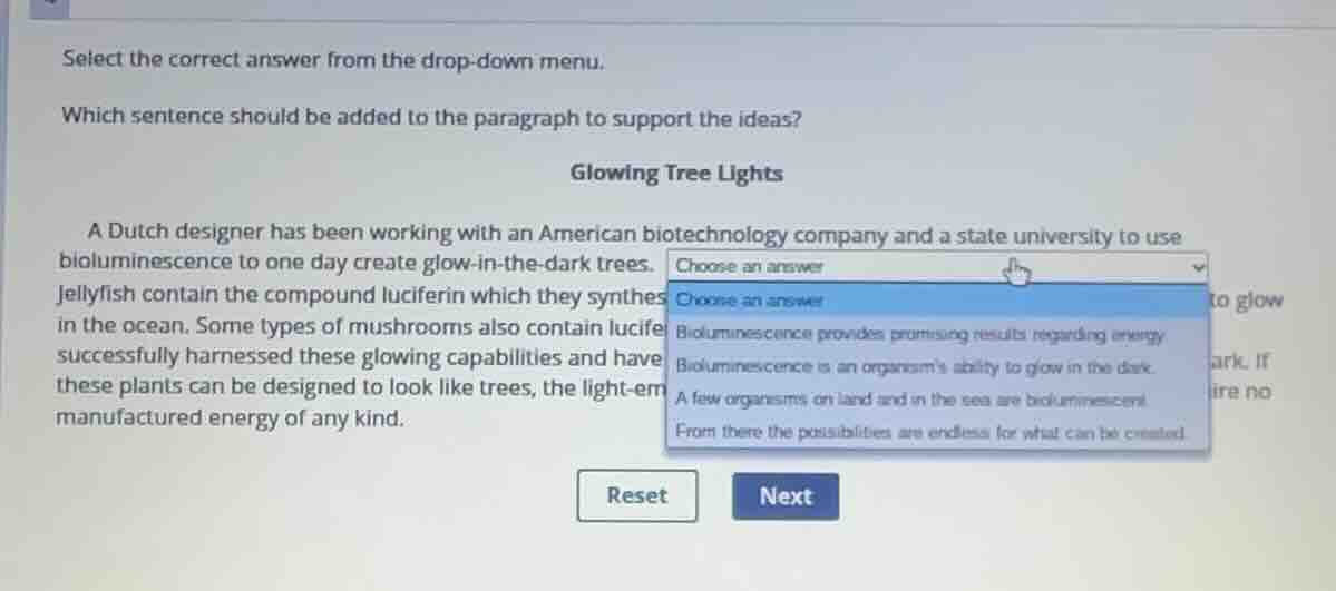 select the correct answer from the drop-down menu. which sentence shoul…