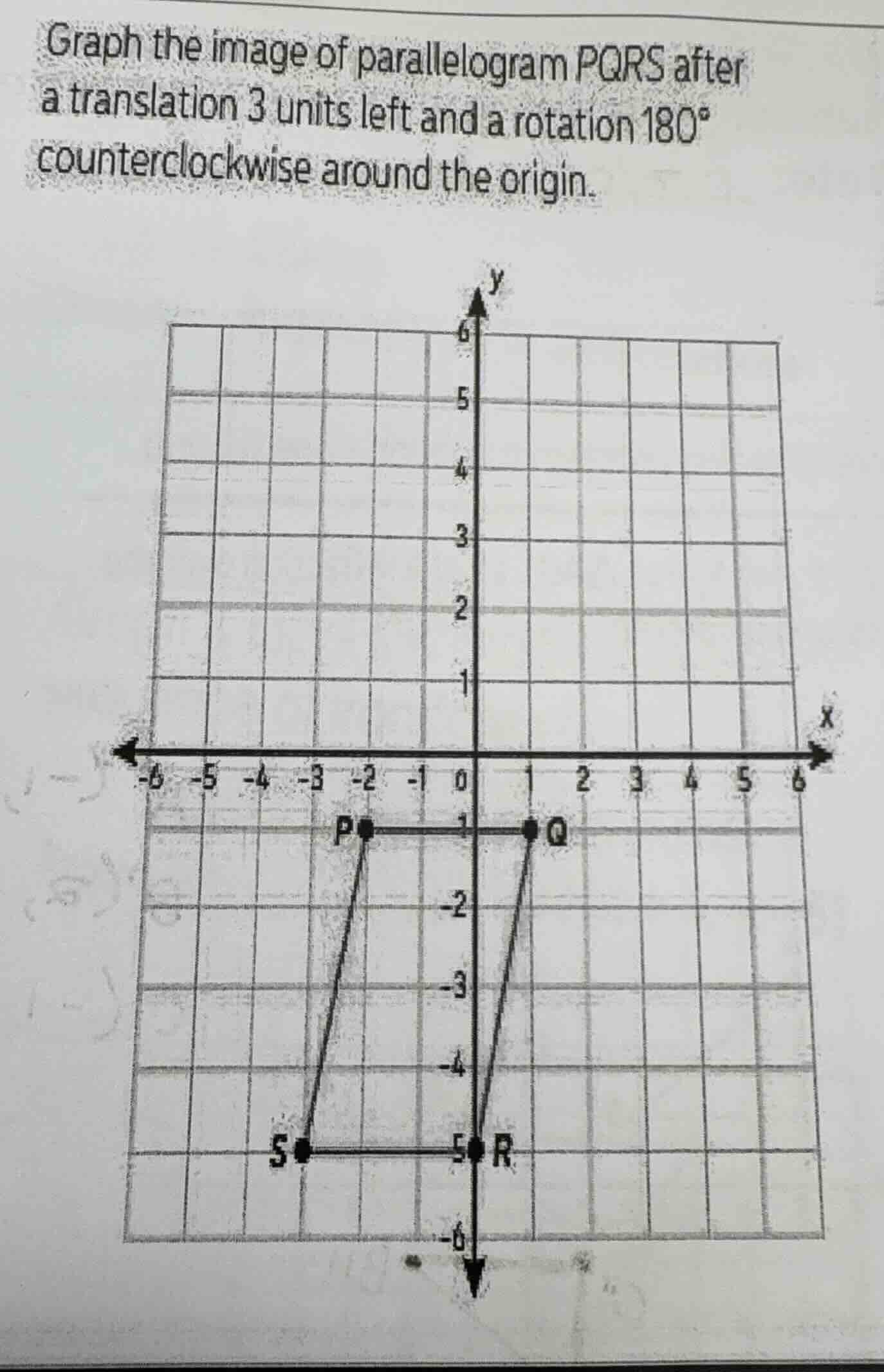 graph the image of parallelogram pqrs after a translation 3 units left …